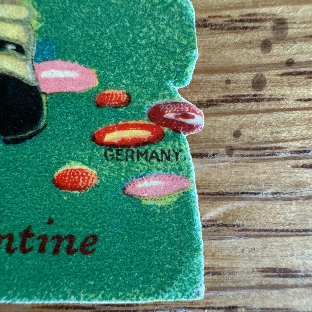 Vintage Valentine Card Boy‎ Holding Puppy Germany Lithograph Retro Collectible